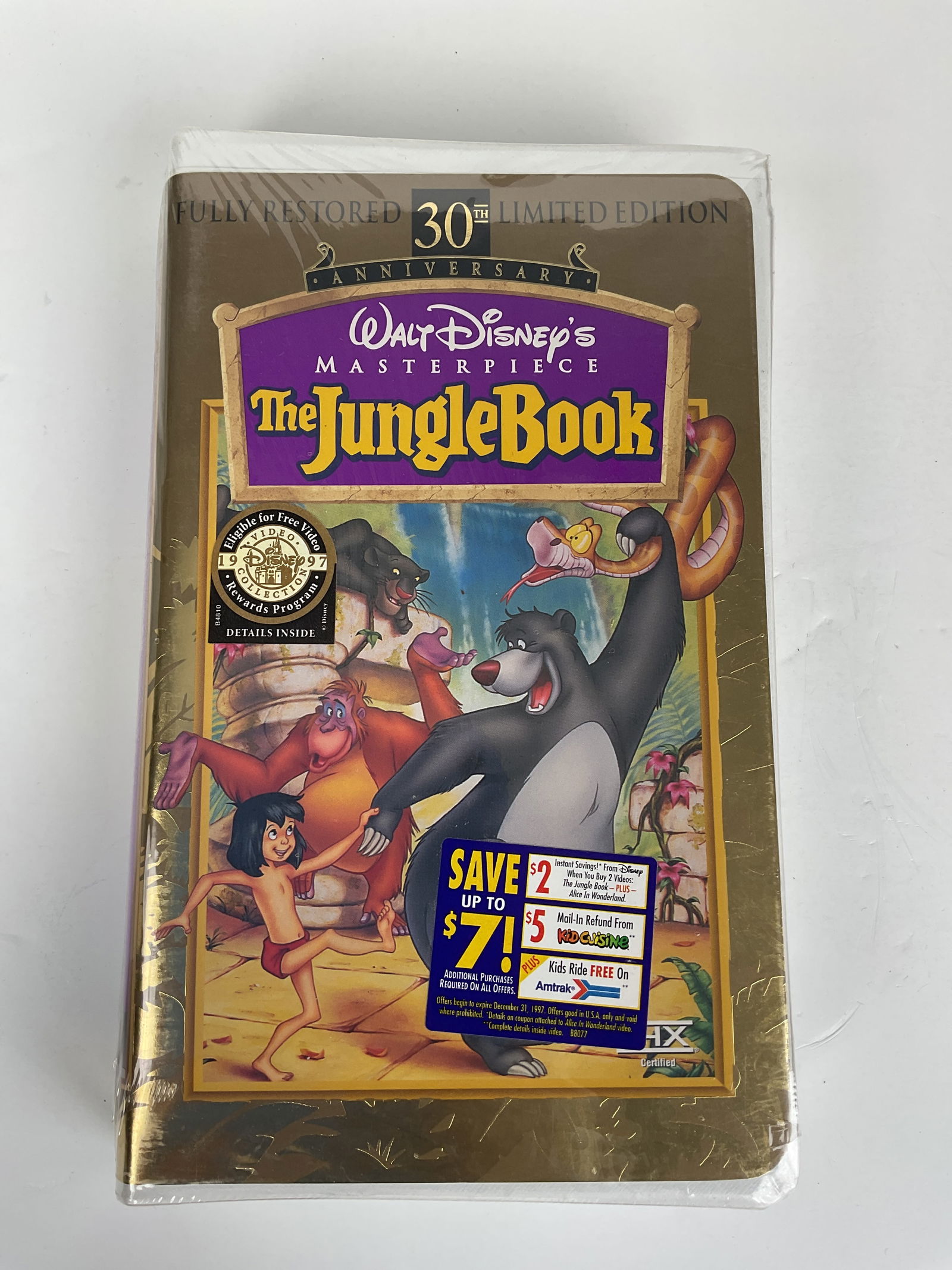 Disney's The Junglebook VHS sealed 1997: 100% sealed Walt Disney Masterpiece Collection VHS tape with promotional stickers fully restored 30th anniversary limited edition