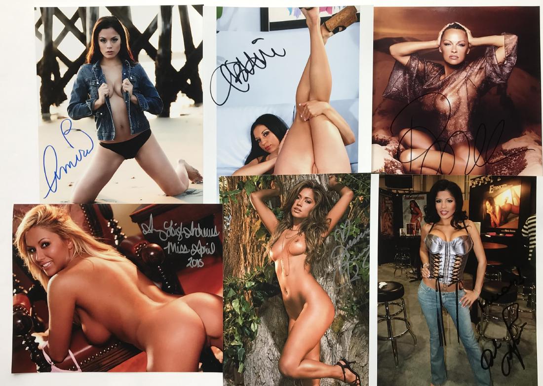 6 Playboy Playmates Signed Photos - Lot 1: All photos in this lot are 8x10. Included Amira (Melanie Meaker), Audrey Butoni, Pamela Anderson, Amy Leigh Andrews, Jessica Burciaga, and Alexis Amore