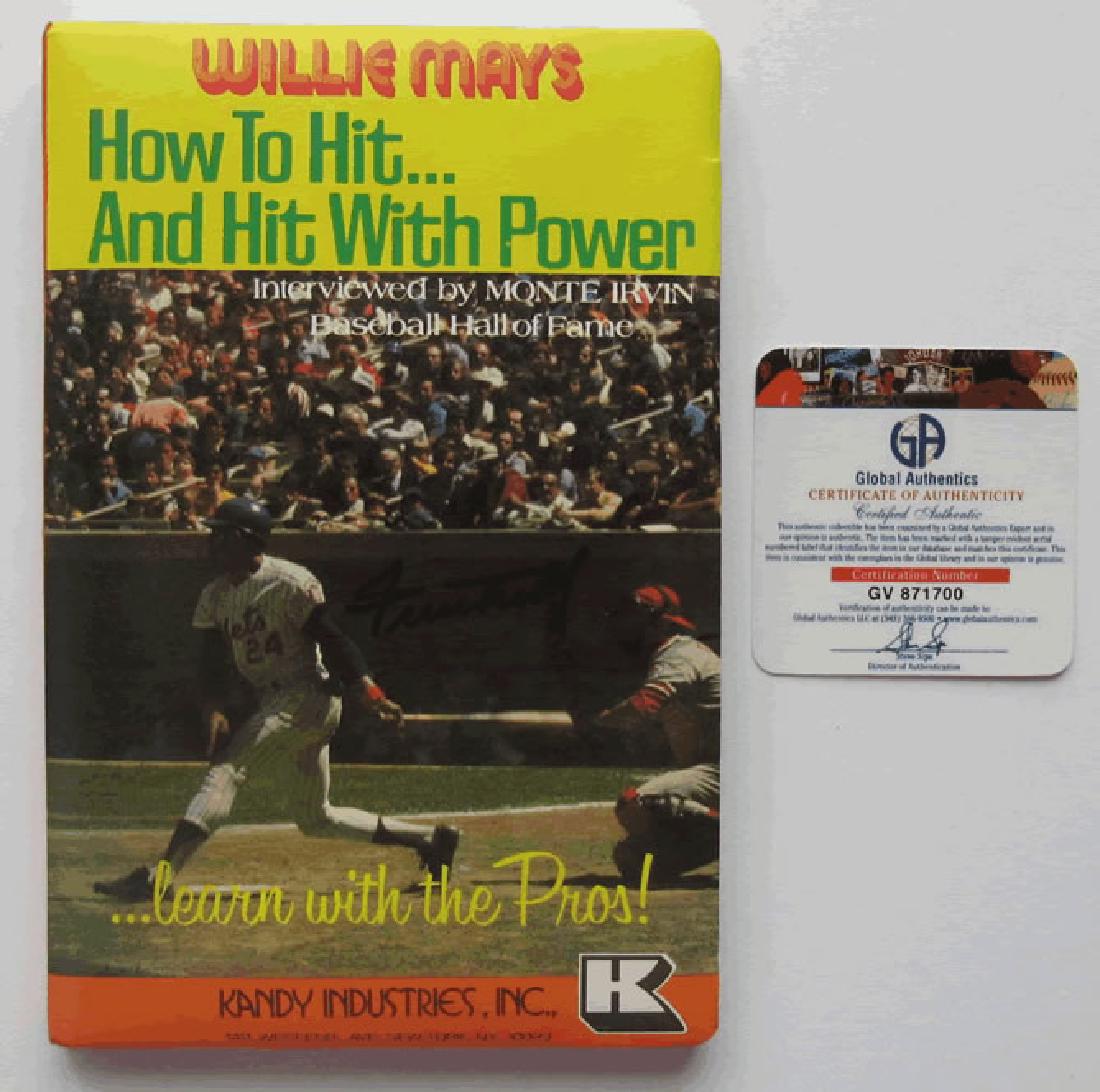 Willie Mays SIGNED NY Mets How To Hit Audio Tape: RARE Willie Mays Hand Signed "How To Hit.. And Hit With Power" Cassettes. This item is Certified Authentic by Global Authentics and comes with their Certificate of Authenticity and matching hologram.