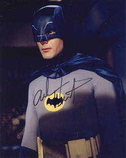 Adam West BATMAN In Person Autographed Photo: Adam West in person signed autographed photo from the 1966 BATMAN Tv series. Adam West as the character Bruce Wayne / Batman. Photo size is 8x10. Date & signing location provided. Comes with COA.