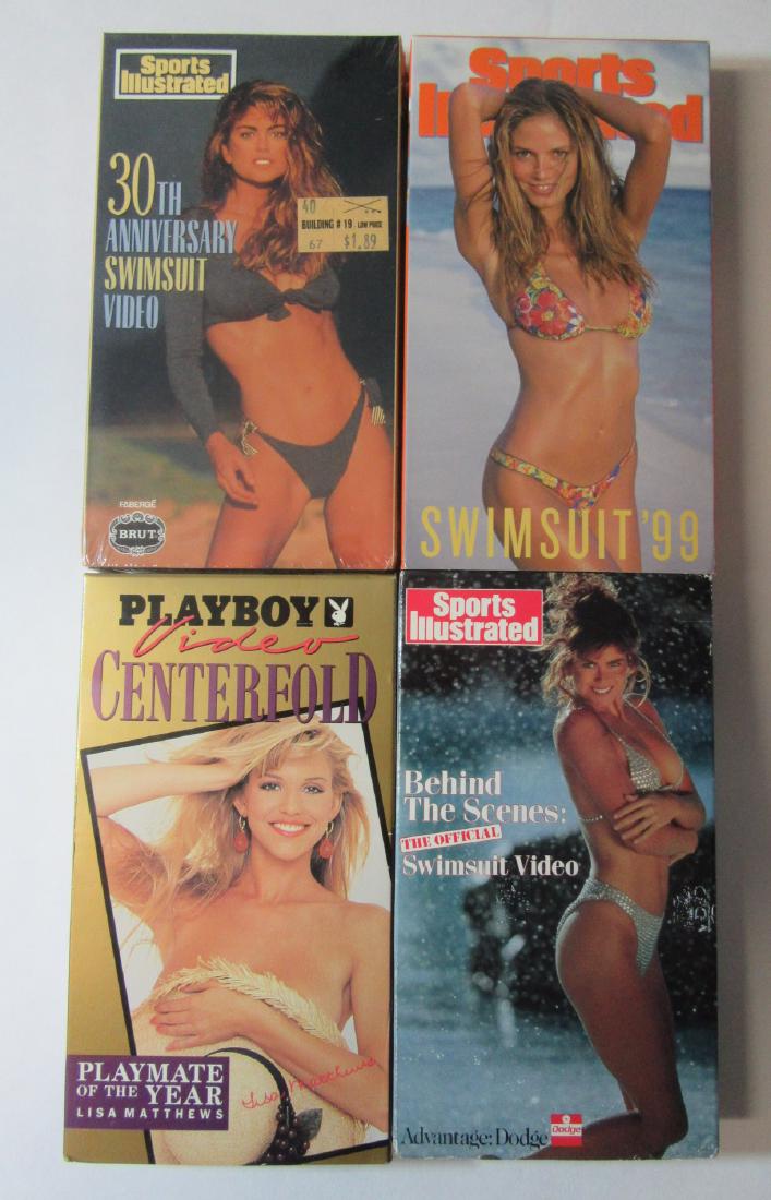 Playboy / Sports Illustrated 4 VHS: Was surprised I staill had some of these in storage. You are getting 4 VHS tapes. 1 still in shrink wrap new. You are getting: 1992 Sports Illustrated Official behind the Scenes Swimsuit Video 1995 Sp