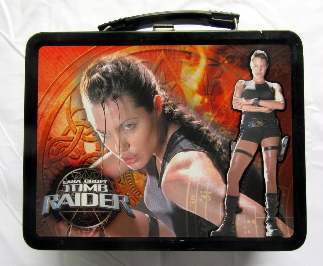 Angelina Jolie Ltd Ed 2001 Lara Croft: Tomb Raider: From 2001 LIMITED EDITION. Lara Croft Tomb Raider Metal Lunch Box w/Thermos, featuring Angelina Jolie. This cool lunch box depicts Angelina Jolie as Lara Croft on the outside and also on the thermos i