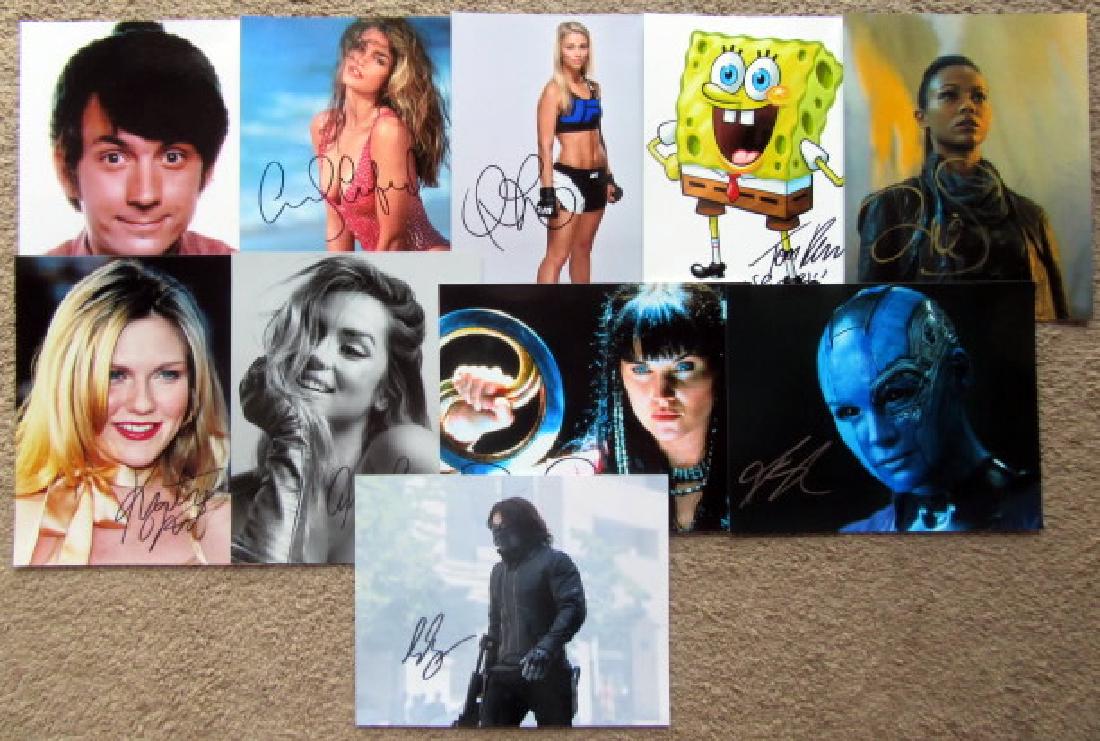 Lot of 10 In Person Signed Photos #7: You are getting 10 photos in this lot. All photos re 8x10 in size. In this lot: Michael Nesmith, Cindy Crawford, Paige VanZandt, Tom Kenny, Zoe Saldana, Kirsten Dunst, Ana de Armas, Lucy Lawless, Kare