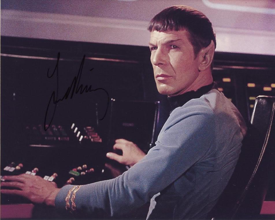 Leonard Nimoy STAR TREK In Person Signed Photo: Leonard Nimoy in person signed autographed photo from the TV series STAR TREK. Leonard Nimoy as the character Mr Spock. Obtained in 2005. Photo size is 8x10