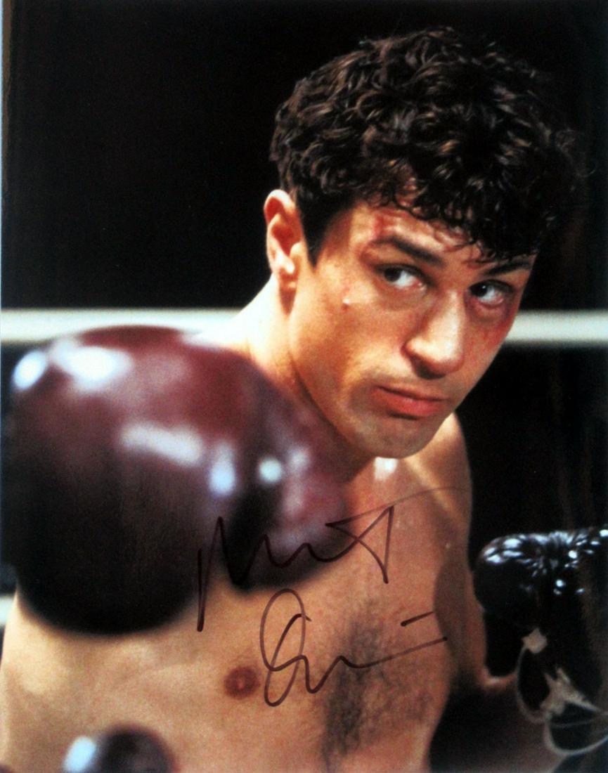 11x14 Robert deNiro RAGING BLL In Person Signed Photo: Robert De Niro in person signed autographed photo from the movie RAGING BULL. Robert De Niro as the character Jake La Motta.