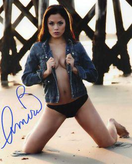 Amira (AKA Melanie Meaker) In Person Signed Photo: Model and actress who starred in 'Cherry Mapping'. 8x10 Color In Person signed outstanding portrait.
