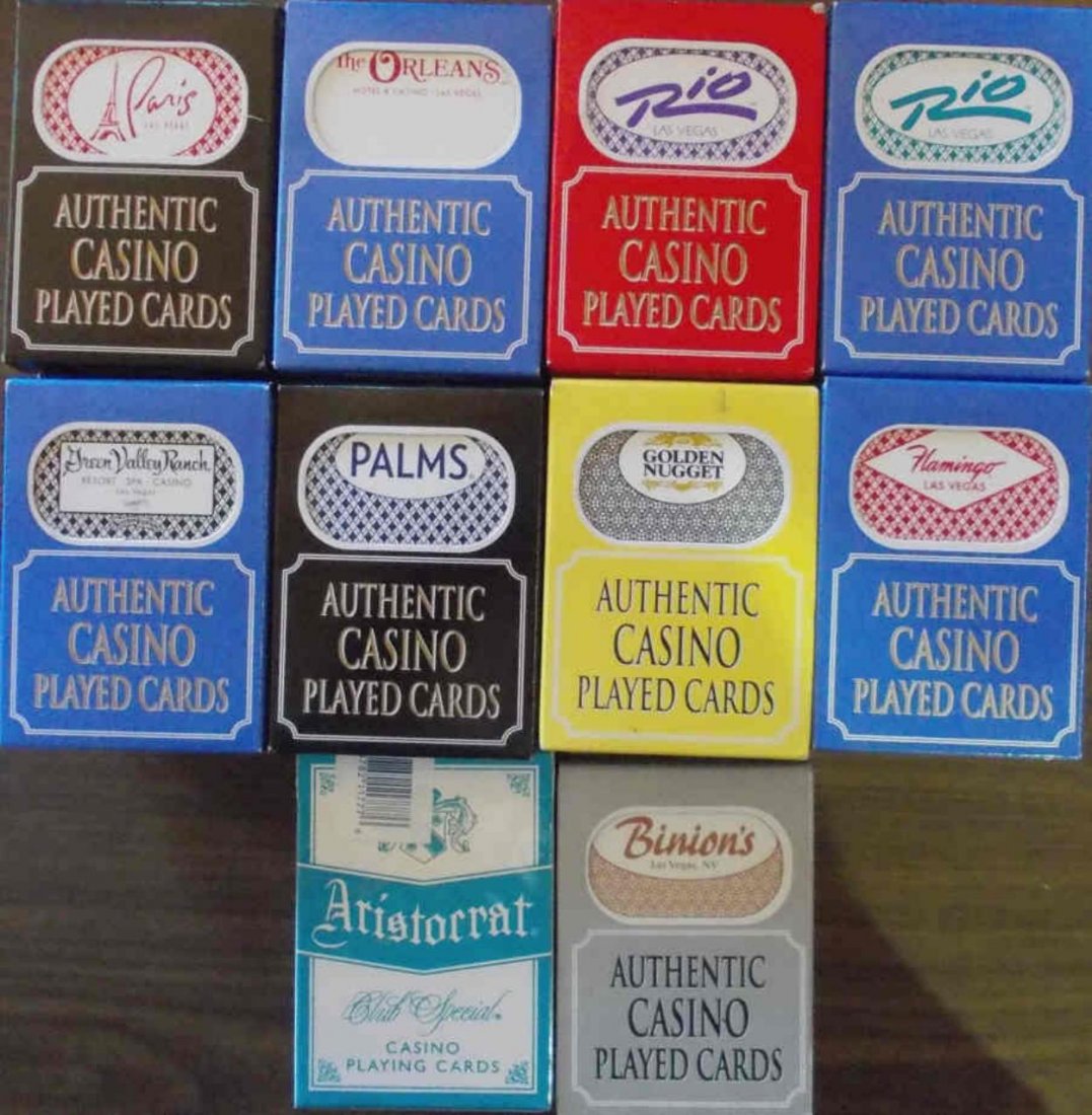 40 Decks Of Various Casino Playing Cards: 40 Decks of Casino Playing Cards. Used once by Casino. I have opened many of the decks and they do have cut corners, marking them out of play at the casinos.