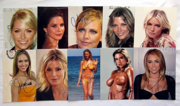 10 Female Photo Lot #2: You are getting all 10 photos shown here. In this lot is Lena Gerckle, Sophia Bush, Charlize Theron, Sarah Roemer, Sienna Miller, Jessica Carrillo, Julie Bowen, Brooklyn Decker, Samantha Fox, and Mile