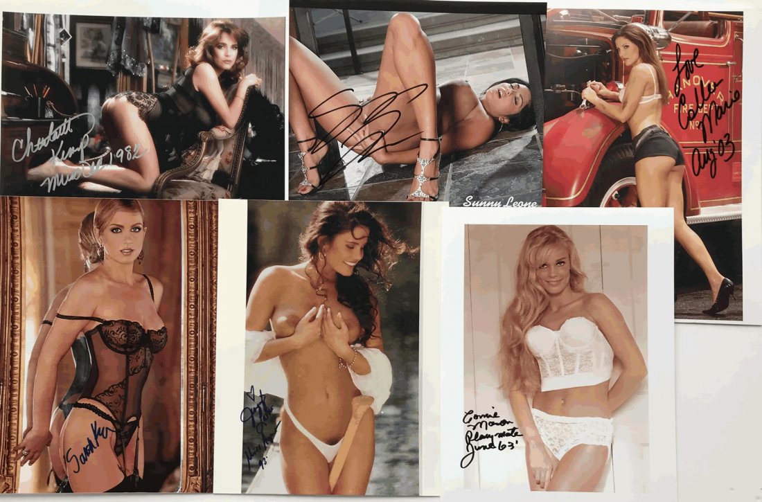 Playboy Playmates In Person Signed Photo Lot #1: You are getting the 6 photos shown here: Charlotte Kemp, Sunny Leone, Colleen Marie, Sarah Kozar, Jennifer LaVoie, and Connie Mason. All from EB Autographs private signings. All photos are 8x10 in siz