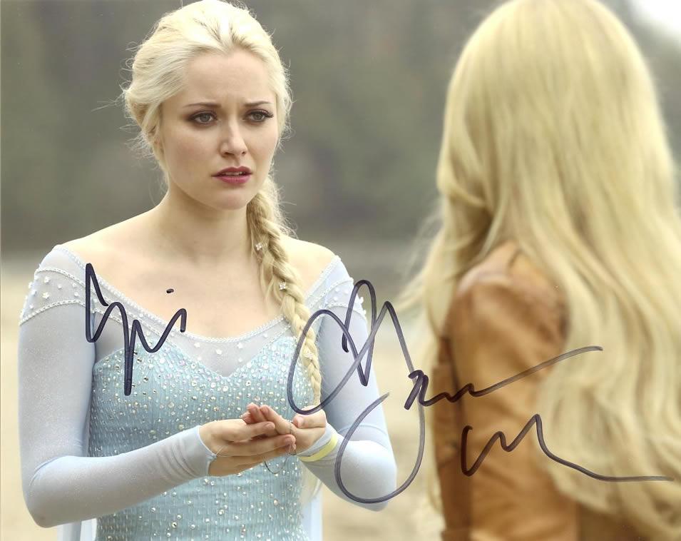 Jennifer Morrison / Georgina Haig OUAT In Person Signed: Jennifer Morrison / Georgina Haig in person signed autographed photo from the TV series ONCE UPON A TIME. Jennifer Morrison as the character Emma Swan. Georgina Haig as the character Queen Elsa. Photo