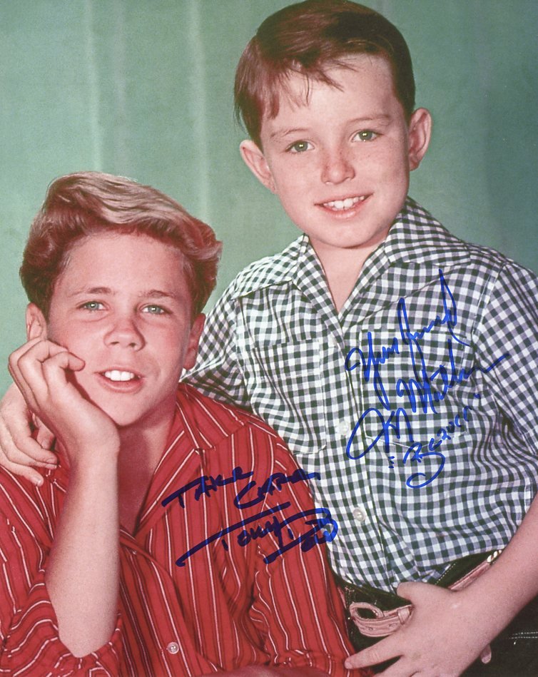 Jerry Mathers / Tony Dow LEAVE IT TO BEAVER 11x14 In: Jerry Mathers / Tony Dow in person signed autographed photo from the TV series LEAVE IT TO BEAVER. Jerry Mathers as Theodore Cleaver and Tony Dow as Wally Cleaver