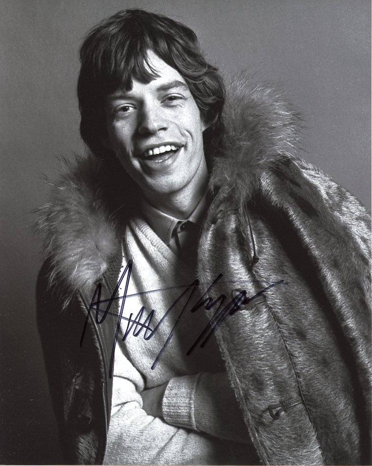 Mick Jagger THE ROLLING STONES In Person Signed Photo: This is an 8 x 10 photo. Sir Michael Philip Jagger is an English singer, songwriter, actor, and film producer who gained worldwide fame as the lead singer and one of the founder members of the Rolling