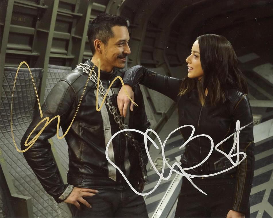 Chloe Bennet / Gabriel Luna AGENTS OF SHIELD In Person: Chloe Bennet / Gabriel Luna in person signed photo from the TV series AGENTS OF SHIELD. Chloe Bennet as the character Daisy "Skye" Johnson. Gabriel Luna as the character Ghost Rider