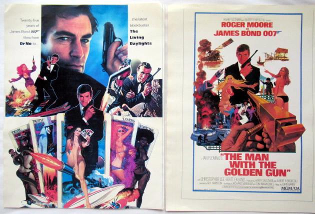 2 James Bond 11x14 Mini Posters: Each poster size is 11x14. 1 poster is a recreation of Roger Moore's "The Man With The Golden Gun". The other is a poster showing the 25 years of 007 films. SEE PHOTOS