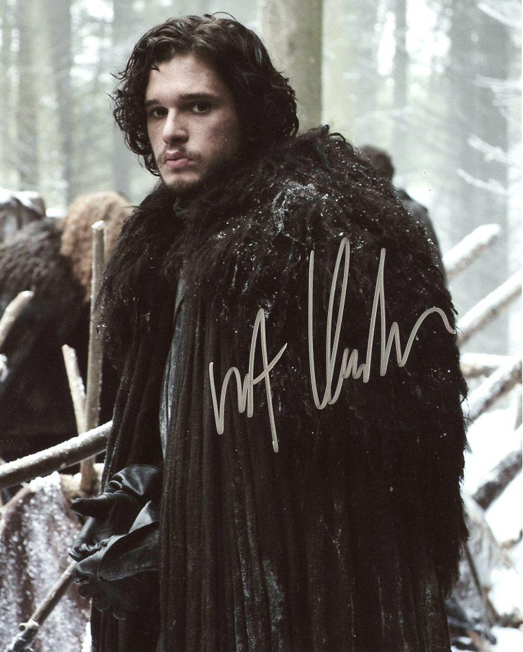 Kit Harington GAME OF THRONES In Person Signed Photo: Kit Harington in person signed autographed photo from the TV series GAME OF THRONES. Kit harington as the character Jon Snow. Photo size is 8 x 10