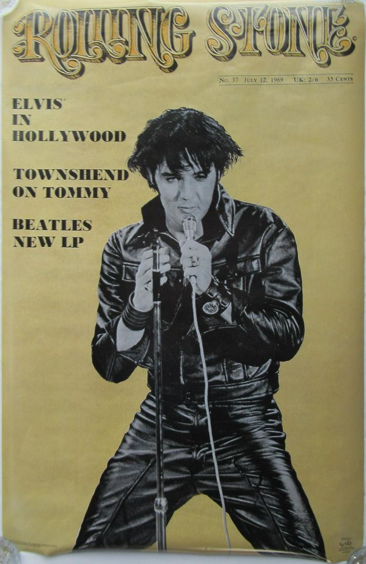 2004 ELVIS PRESLEY ROLLING STONE cover POSTER: Listing is for a ROLLED 2004 FUNKY POSTERS # 3728 ELVIS PRESLEY ROLLING STONE cover PINUP POSTER. Measures 22 x 33 inches showing minor edge & corner wear, clean backside, bright & clean. Nice additio