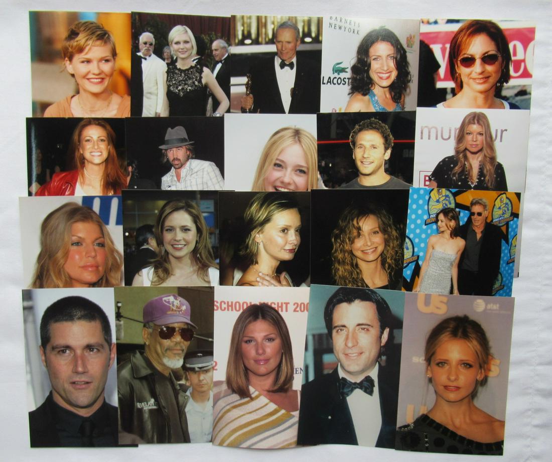 Lot of 20 Candid 4x6 Photos - 1 of a kind Lot #3: Lot of 20 ( 4x6 ) celebrity candid photos. Some of the names in this lot are: Kirsten Dunst, Clint Eastwood, Angie Everhart, Dakota Fanning, Fergie, Calista Flockhart, Morgan Freeman, Sarah Michelle G