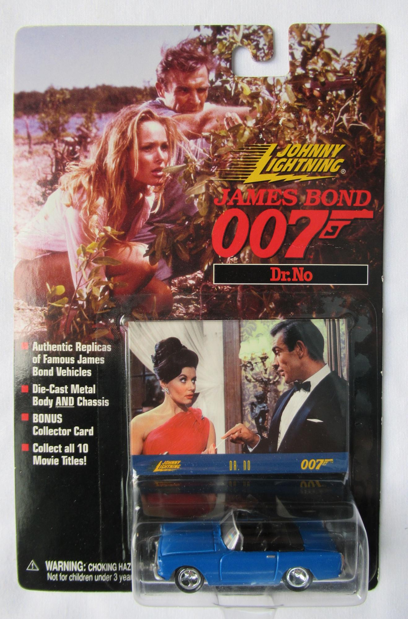 1995 Johnny Lightning James Bond 007 - DR.NO Die Cast: Listing is for a Johnny Lightning James Bond 007 Dr.No 3" Die-cast Car. Mint on card, sealed, light corner wear, light edge wear, light crease wear, Car is in excellent condition, Released by Playing 