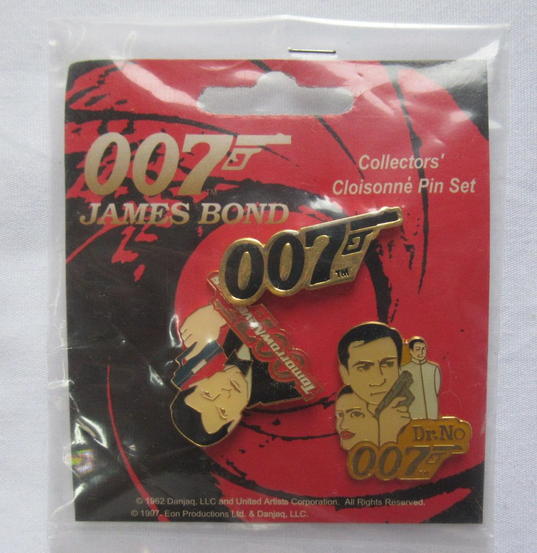 Vintage James Bond Lapel Pin Badge Set: Vintage James Bond 007 Lapel Pin Badge Set Dr. No Tomorrow Never Dies