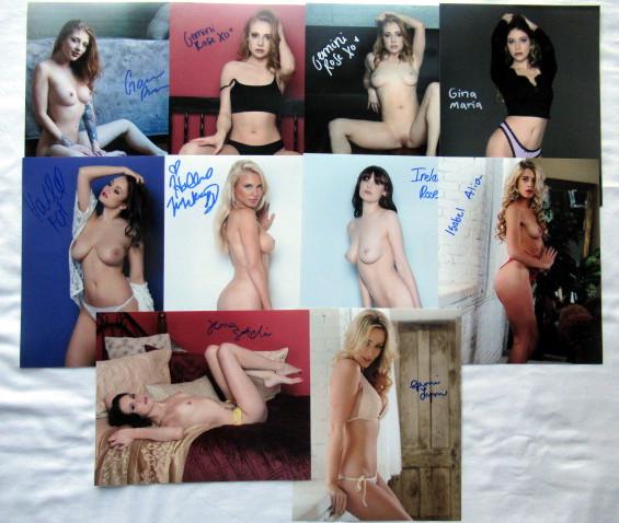 10 - In Person Signed Models Photo Lot #2: There are 10 in person signed - 8x10 photos in this lot. All were obtained from private photo shoot and signings. You are getting the following - from left to right: Gaia Rae, Gemini Rose, Gemini Rose