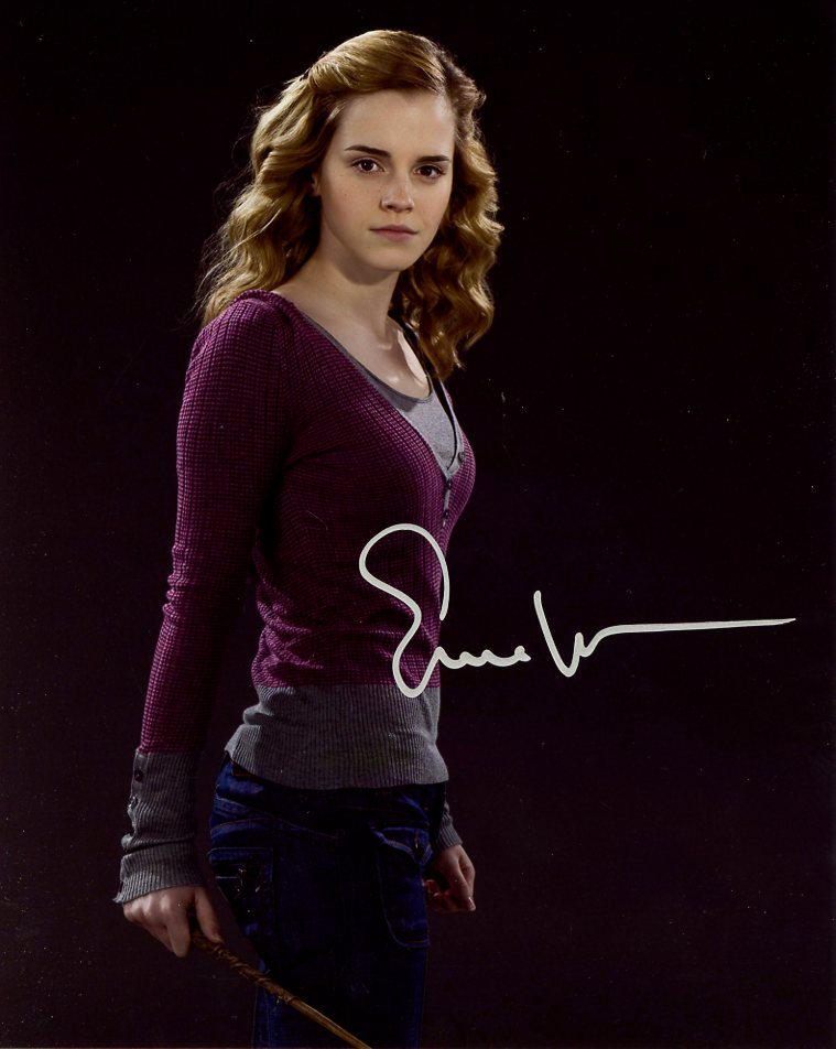 Emma Watson HARRY POTTER In Person Signed Photo: Emma Watson in person signed photo from one of the later HARRY POTTER movies. Emma Watson as the character Hermione Granger.