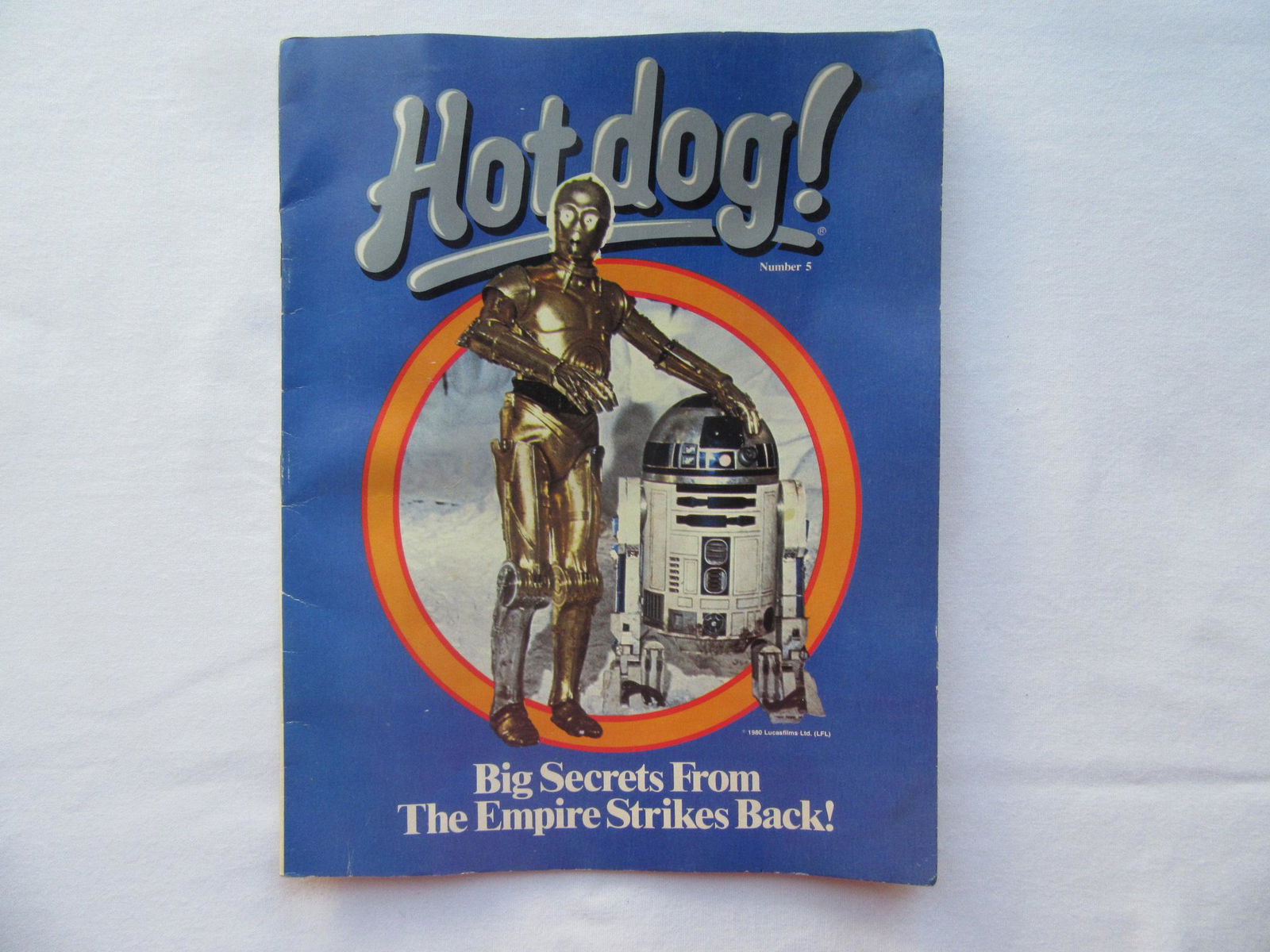 Vintage Hot Dog Magazine #5, Big Secrets From Star Wars: from 1980 vintage / Vintage Hotdog! magazine #5, feature article Big Secrets From The Empire Strikes Back. It is in good condition with some corners bent. Please see photo for actual item being sold.