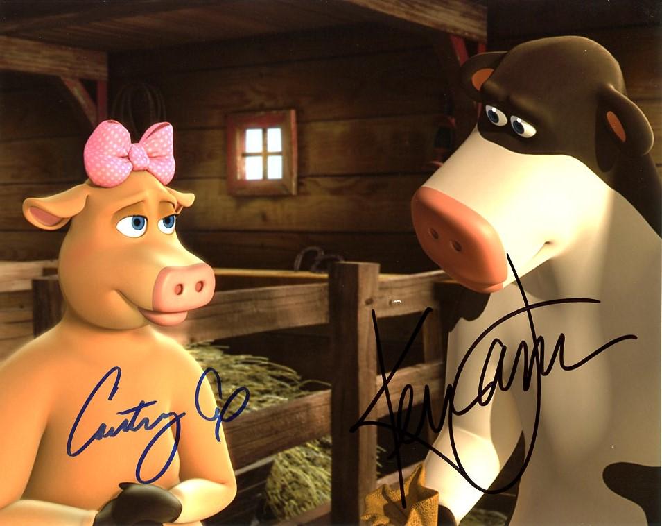 Courtney Cox / Kevin James BARNYARD In Person Signed: Photo size is 8 x 10. In person signed photo signed by both Kevin James and Courtney Cox from the animated series BARNYARD