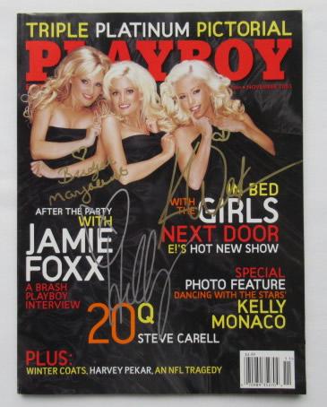 Girls Next Door Signed Playboy Magazine Signed by 3: Bridget Marquardt, Holly Madison, Kendra Wilkinson signed Playboy magazine. I still have some issues left from my personal collcetion of signed Payboy Magazines. So here they are up for sale.