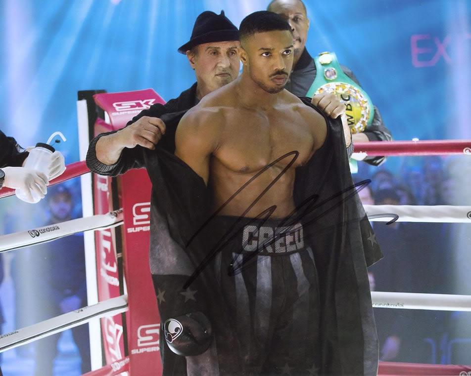 Michael B Jordan CREED 2 In Person Signed Photo: Photo size is 8 x 10. Michael B Jordan in person signed autographed photo from the movie CREED 2. Michael B Jordan as the character Adonis Johnson