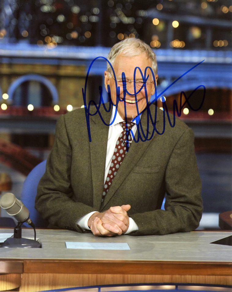 David Letterman TALKSHOW HOST LEGEND Signed Photo: David Letterman in person signed autographed photo. David Letterman is an American television host, comedian, writer, and producer. He hosted late night television talk shows for 33 years, beginning w