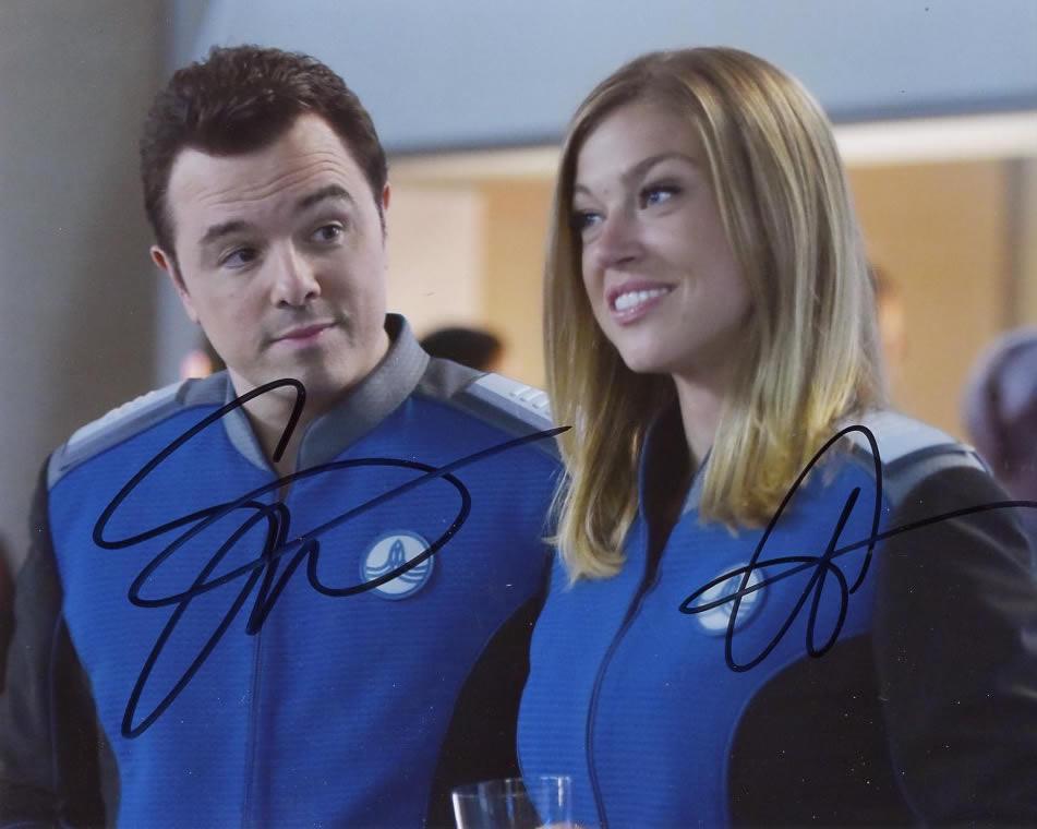 Seth MacFarlane / Adrianne Palicki THE ORVILLE Signed: Seth MacFarlane / Adrianne Palicki in person signed autographed photo from the TV series THE ORVILLE. Seth MacFarlane as the character Capt. Ed Mercer. Adrianne Palicki as the character Cmdr. Kelly Gr