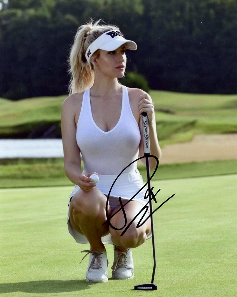 Paige Spiranac GOLFER Signed Photo: Paige Spiranac in person signed autographed photo. Paige Spiranac (born March 26, 1993) is an American social media personality and retired professional golfer. She played college golf at both the Uni