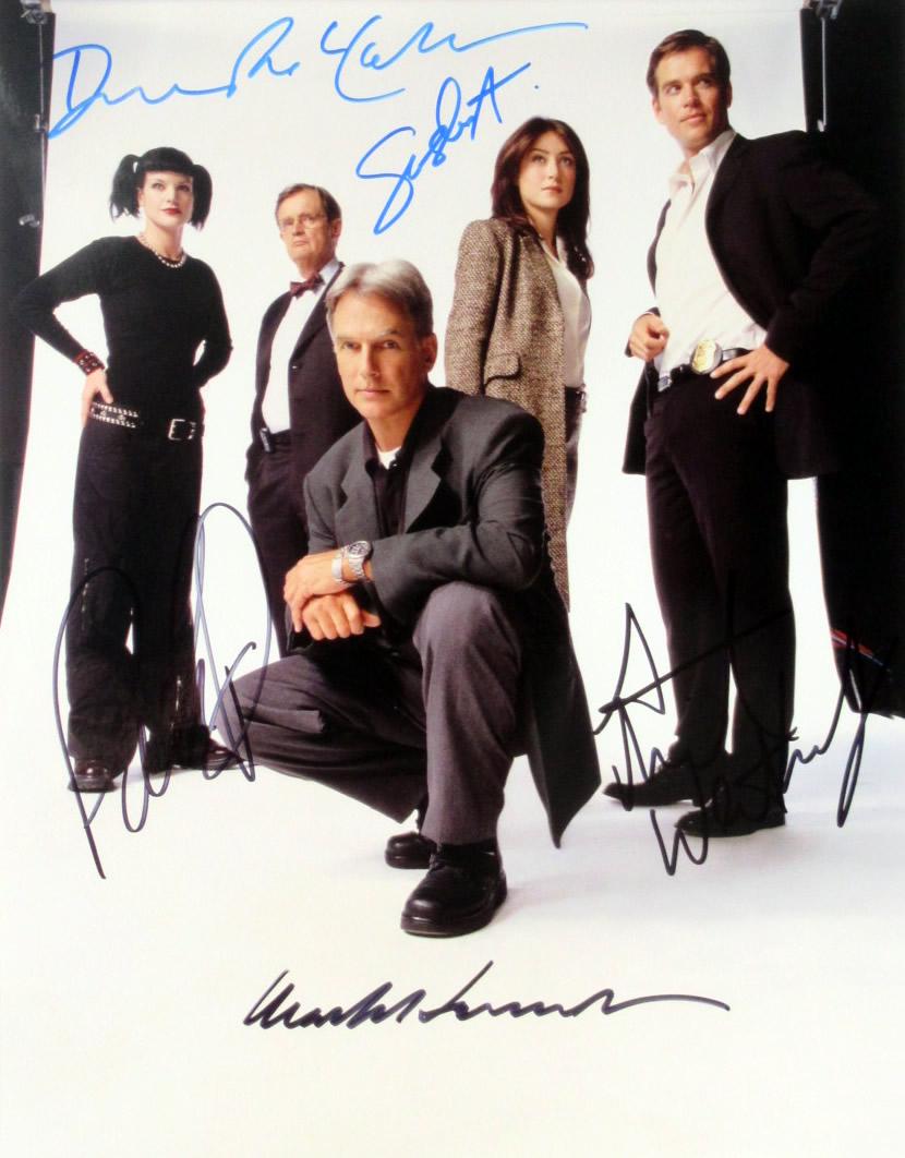 NCIS 11x14 Cast Signed Photo: PLEASE NOTE: Size of this photo is 11x14. Mark Harmon / David McCallum / Pauley Perrette / Michael Weatherly / Sasha Alexander in person signed autographed photo from the TV series NCIS