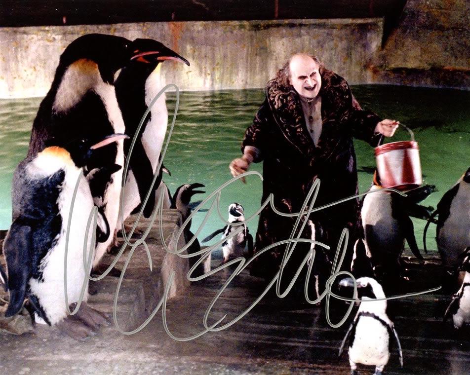 Danny DeVito BATMAN RETURNS In Person Signed Photo: Danny DeVito in person signed autographed photo from the movie BATMAN RETURNS. Danny DeVito as the character The Penguin