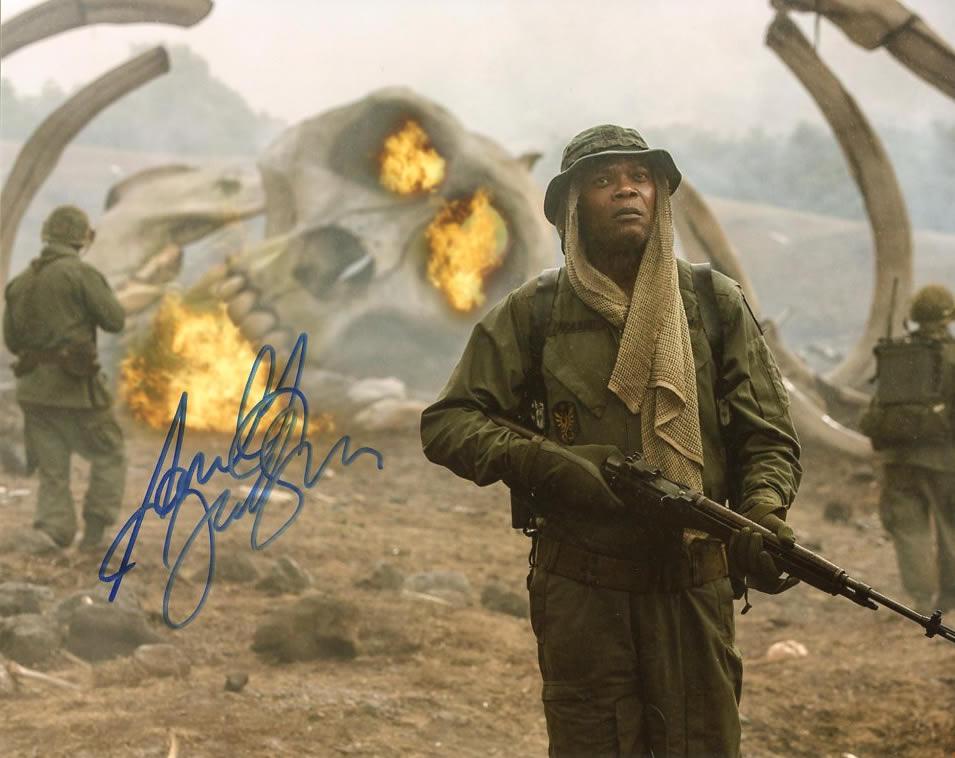 Samuel L Jackson KONG SKULL ISLAND In Person Signed: Samuel L Jackson in person signed autographed photo from the movie KONG SKULL ISLAND. Samuel L Jackson as the character Preston Packard