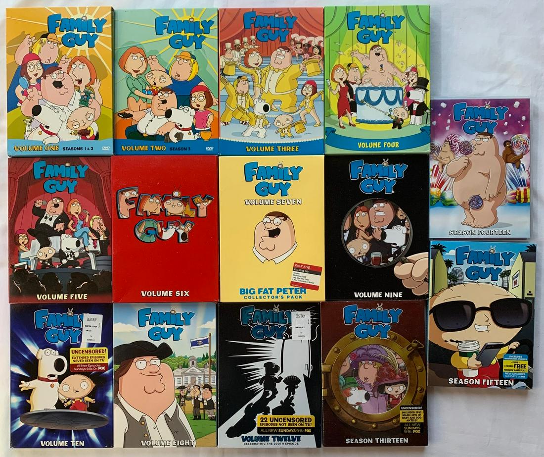 14 Season of FAMILY GUY DVD's: You are getting al box sets shown here of the TV series FAMILY GUY. Each set was only watched once. So all disks are in excellent playing condition. Please see images fo all sets you are getting.