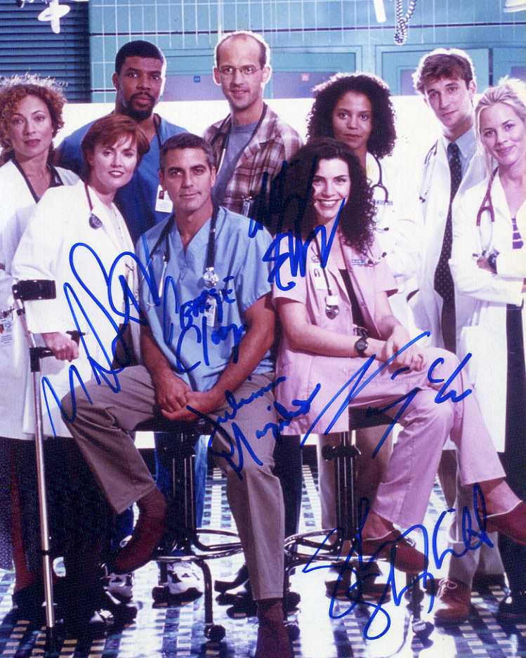 ER In Person Cast Signed Photo by 6: Incredible cast signed ER photo. Anthony Edwards is a VERY tough signature to obtain. This is signed by Eric Lasalle, George Clooney, Anthony Edwards, Julianna Margulies, Noah Wyle and Sheri Stringfie