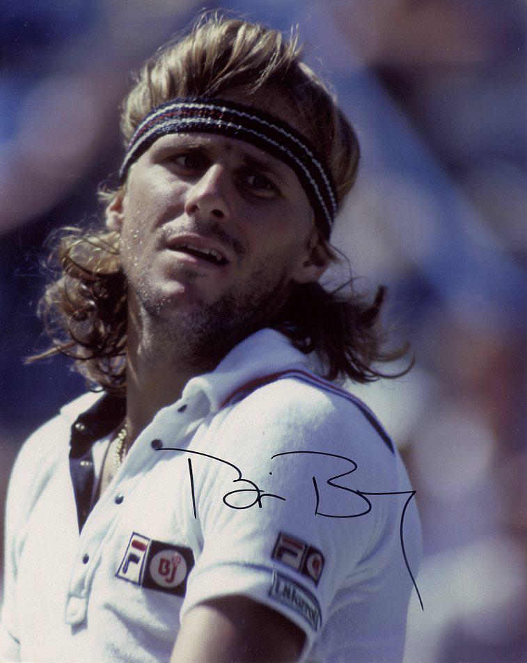 Bjorn Borg In Person TENNIS Signed Photo: Bjorn Borg, 10x8 full colour photo hand signed by Bjorn Borg and obtained in person at the Wimbledon Championships on 1 July 2000. He spent 11 years on the men's tour and was still one of the world's 