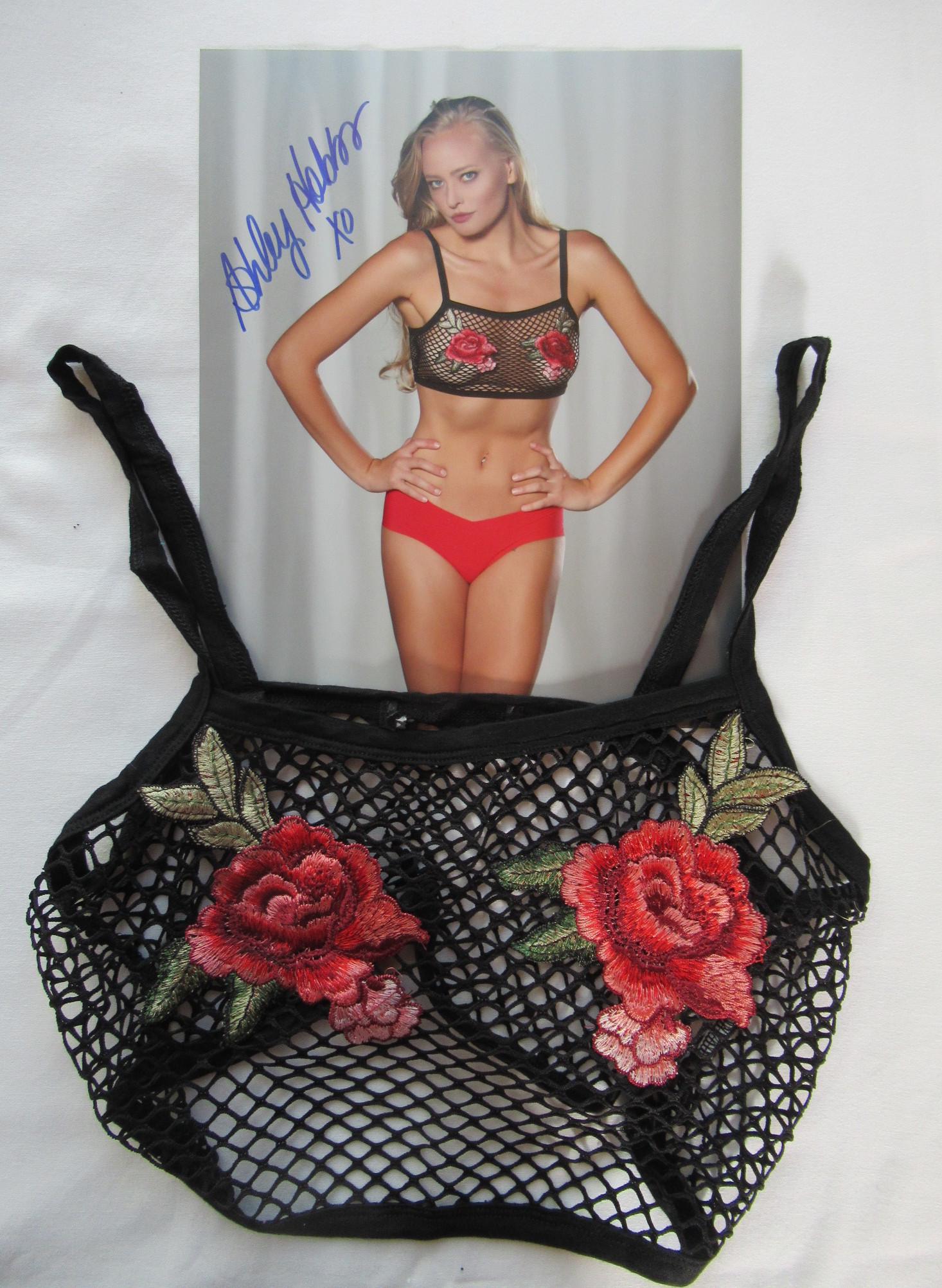 Ashley Hobbs PLAYBOY PLAYMATE w/ Lingerie in Person: ( private singing ) Ashley Hobbs in person signed autographed photo. Ashley Hobbs was the Playboy Playmate for December 2010. This lot contains a piece of lingerie worn at the private signing and phot