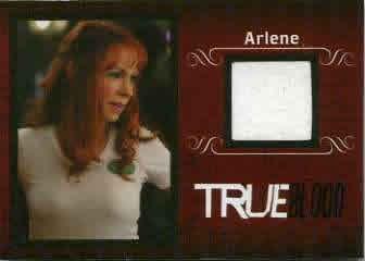 ERROR CARD Carrie Preston TRUE BLOOD Swatch Card: ERROR CARD: Carrie Preston played the character Arlene on True Blood, yet on the back of the card it gives the name of Sookie Stachhouse which was played by Anna Paquin in the series rue Blood. Own a 