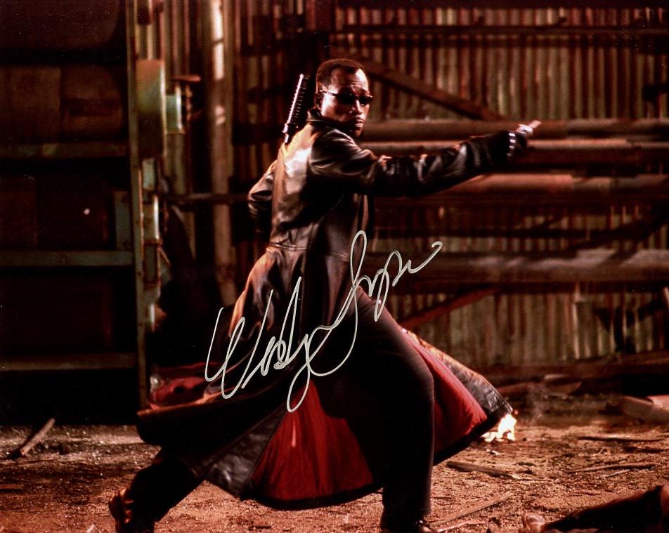 Wesley Snipes BLADE Signed Photo: Wesley Snipes in person signed autographed photo from the movie BLADE. Wesley Snipes as the character Blade