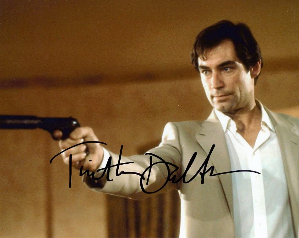 Timothy Dalton JAMES BOND In Person Signed Photo: Timothy Dalton in person signed autographed photo from the movie THE LIVING DAYLIGHTS. Timothy Dalton as the character 007 James Bond