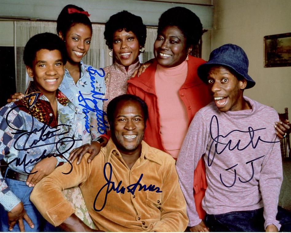 GOOD TIMES In Person Cast Signed Photo: Jimmy Walker / Ralph Carter / BernNadette Stanis / John Amos in person signed photo from the TV series GOOD TIMES. Not signed by Esther Rolle