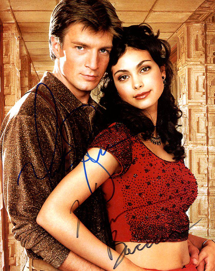 Fillion / Baccarin FIREFLY In Person Signed Photo: Nathan Fillion / Morina Baccarin in person signed autographed photo from the TV series FIREFLY. Amazing photo signed by both