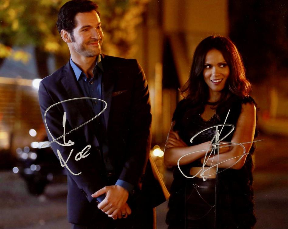 Tom Ellis / Leslie Ann-Brandt LUCIFER In Person Signed: Tom Ellis / Leslie Ann-Brandt in person signed autographed photo from the TV series LUCIFER.