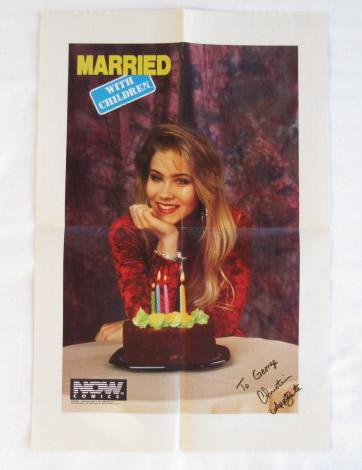 Christna Applegate Signed Poster - Old Signature: This came out of a Married With Children comic book. This does have folds as well as staple marks. Poster size is 20x13. It is inscribed "To George" This is a great example of a vintage Christina Appl