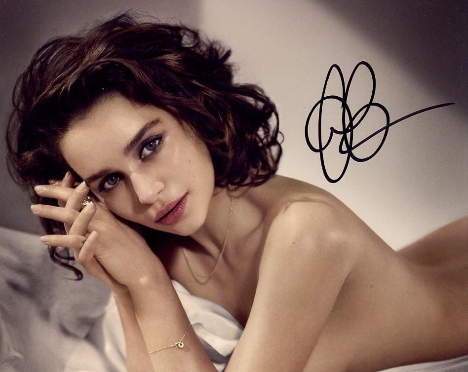 Emilia Clarke SEXY In Person Signed Photo: Emilia Clarke in person signed autographed photo. Familia Clarke has done such TV and movies as GAME OF THRONES, ME BEFORE YOU, and SOLO A STAR WARS STORY.