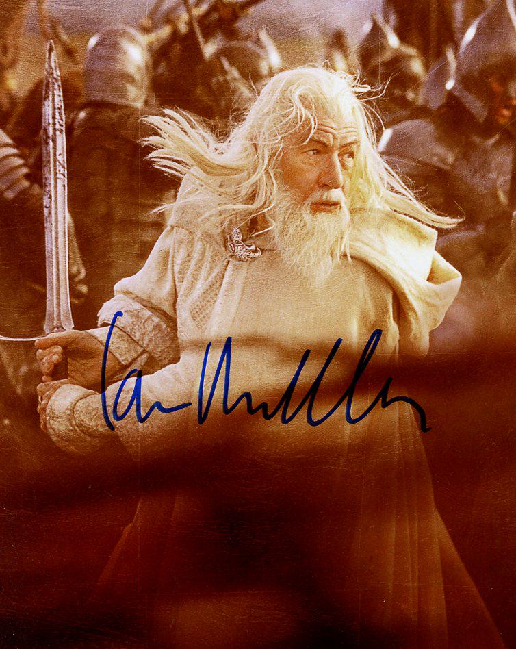 Ian McKellen LOTR In Person Signed Photo: Ian McKellen in person signed autographed photo from the movie LORD OF THE RINGS. Ian McKellen as the character Gandalf