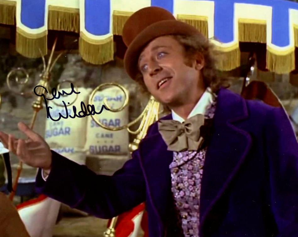 Gene Wilder WILLY WONKA In Person Signed Photo: Gene Wilder in person signed autographed photo from the movie WILLY WONKA AND THE CHOCOLATE FACTORY.Gene Wilder as the character Willy Wonka