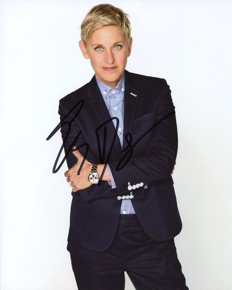 Ellen Degeneres In Person Signed Photo: Ellen Degeneres in person signed photo. Ellen Degeneres. Ellen Degeneres has done voices for Disney's Nemo. But is best known for her daytime talk show